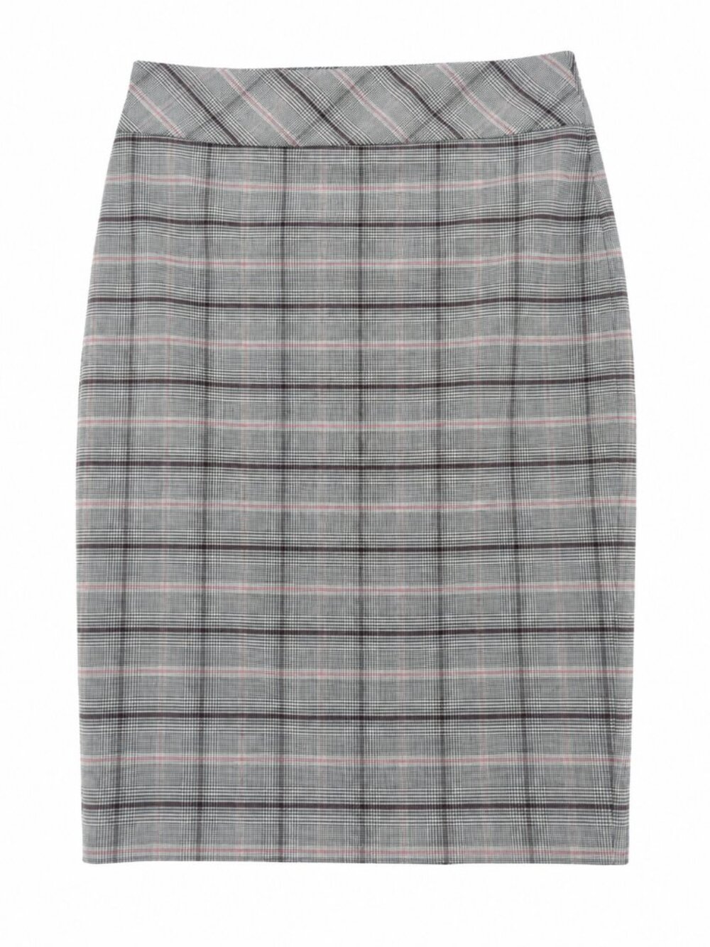 Le Château, Pencil Skirt, Grey & Rose Plaid, Size 4